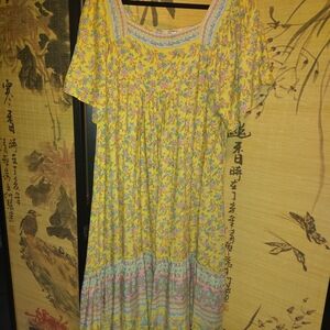 Umgee Yellow Floral Maxi Dress